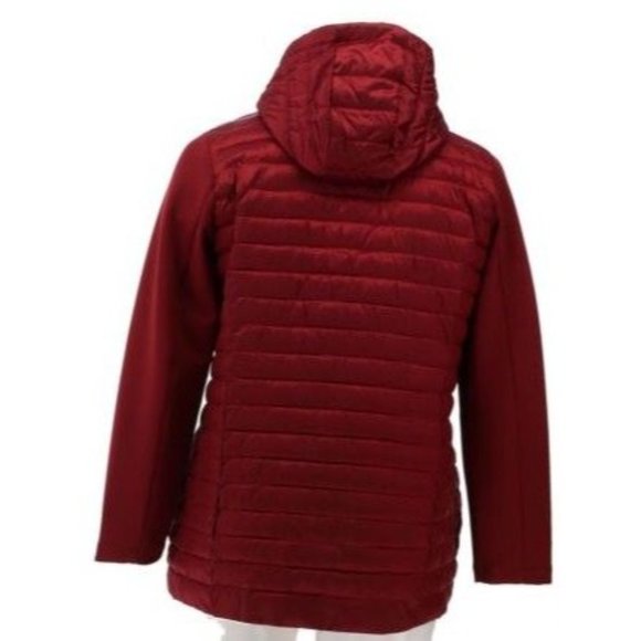 Laurier Hooded Puffer Jacket Soft Shell Sleeves 711-446 Biking Red Medium - Picture 3 of 3